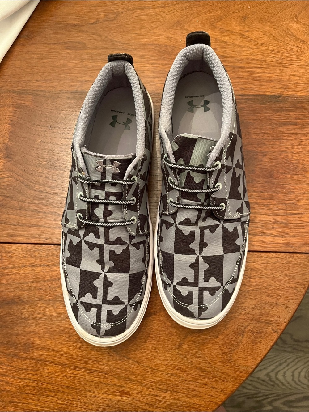 Under Armour Men’s Gray & Black Geometric Slip-On Sneakers